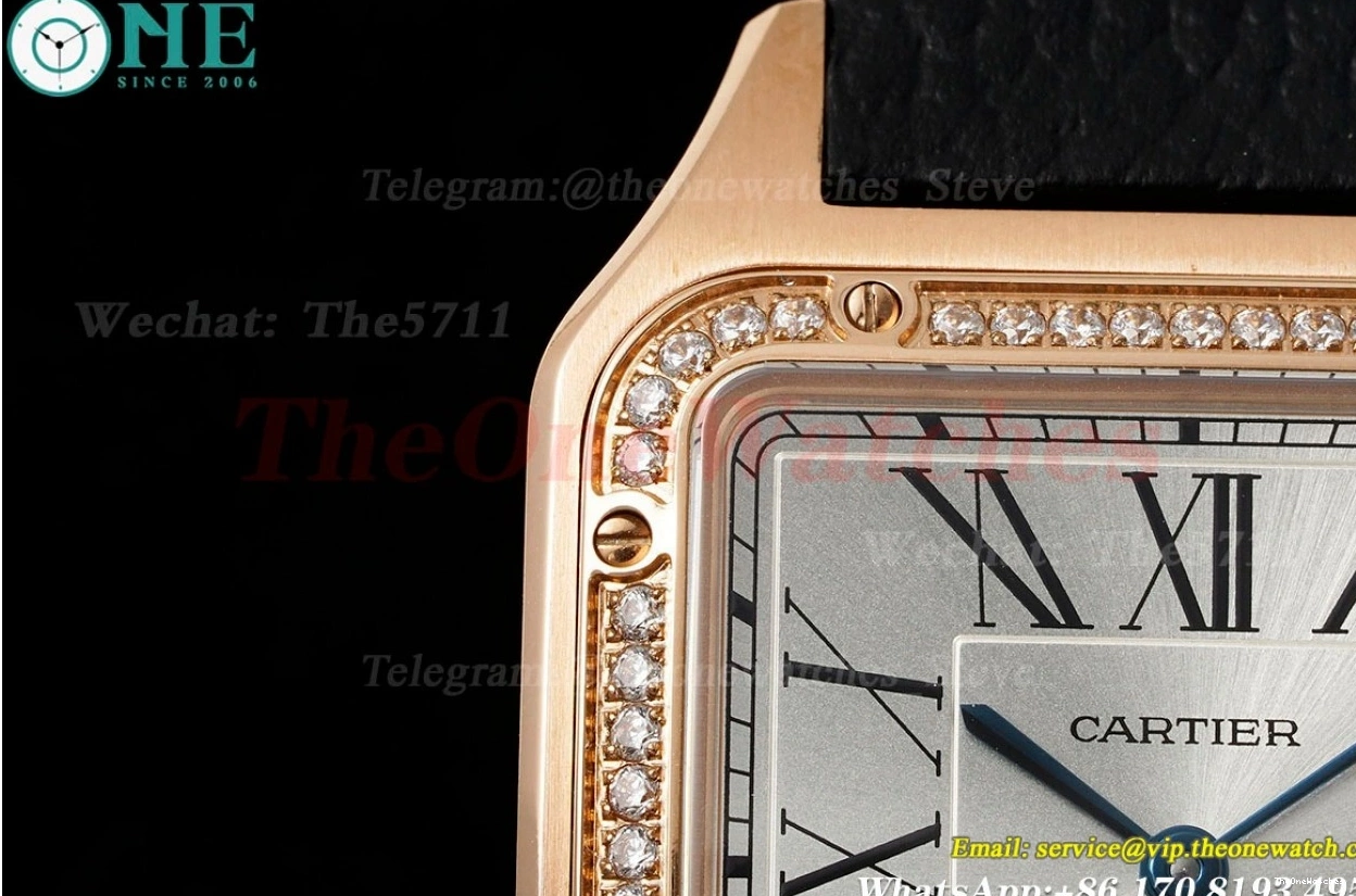 Santos RG Dumont LE Quartz AF Blk Dia Dial Silver 0228